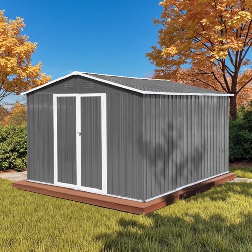 Grey Metal Outdoor Storage Shed X46364