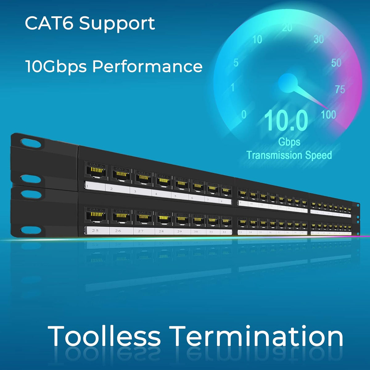 48 Port Cat6 UTP 1U Patch Panel P8556