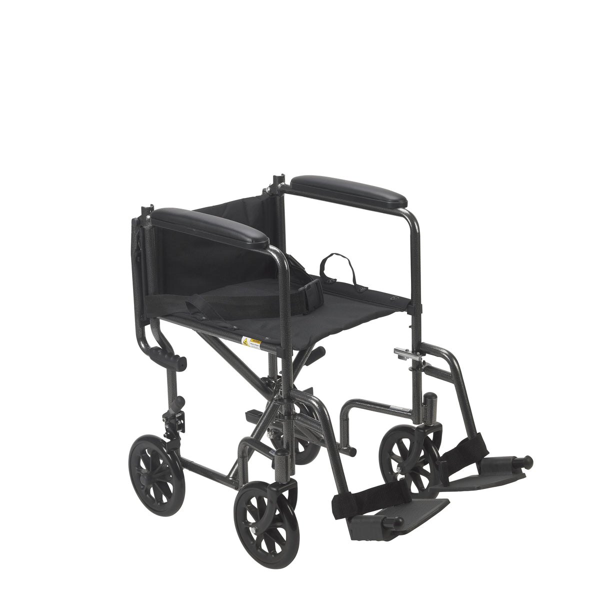 Lightweight Steel Transport Wheelchair, Fixed Full Arms, 19" Seat A3243
