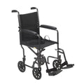 Lightweight Steel Transport Wheelchair, Fixed Full Arms, 19" Seat A3243