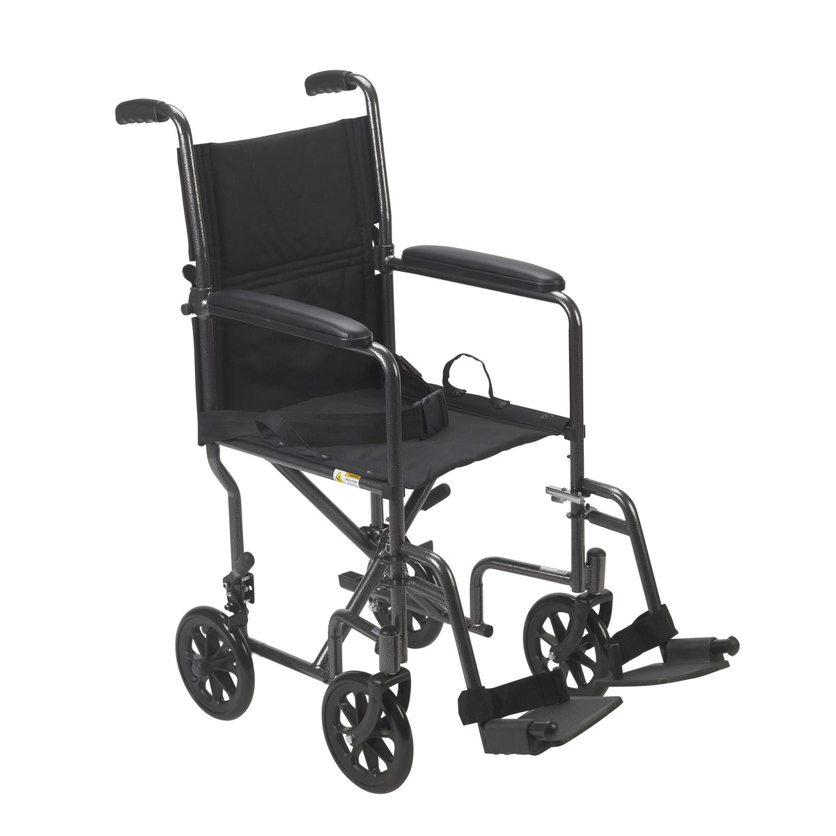 Lightweight Steel Transport Wheelchair, Fixed Full Arms, 19" Seat A3243