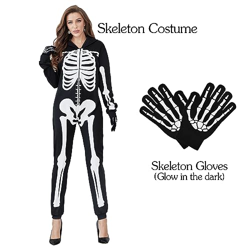 Black Skeleton Onesie Bodysuit with Gloves M3806