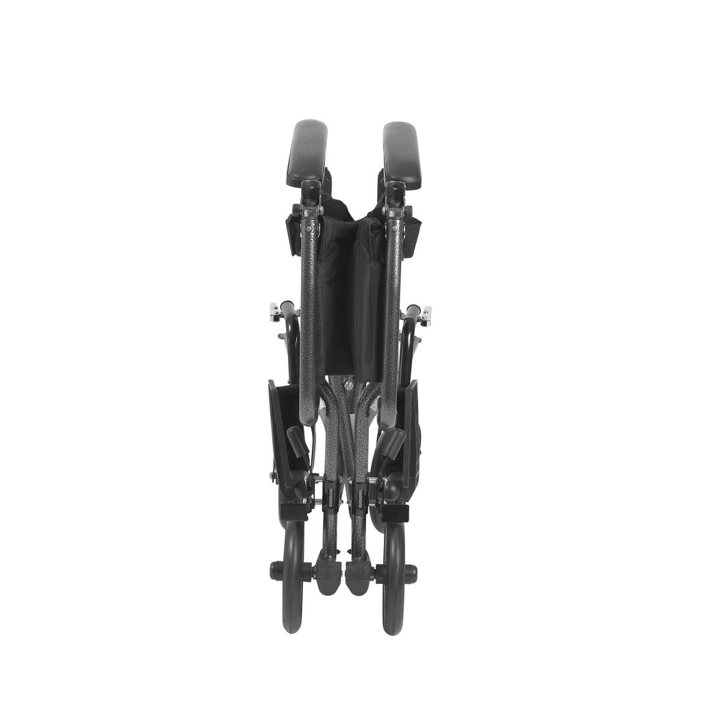 Lightweight Steel Transport Wheelchair, Fixed Full Arms, 19" Seat A3243