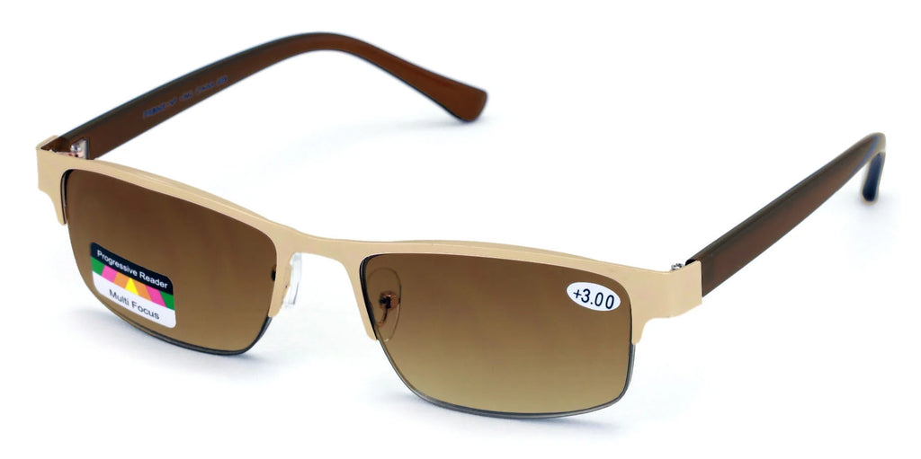 Metal Rectangular Progressive Trifocal Sunglasses Reading Glasses Z915