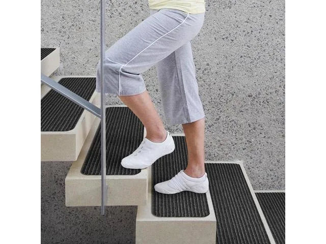 Set of 12 Skid-Resistant Carpet Stair Treads Smokey Black 9 in. x 36 in. G9943