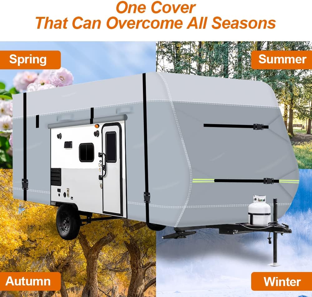 600D Waterproof Oxford Travel Trailer RV Cover 28'7''-31'6'' with Tire Cover B2850