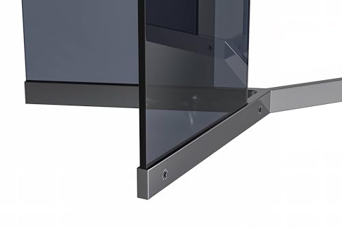Medium Grey 71 Inch Rectangular Table with Glass Top and Stainless Steel Base U902