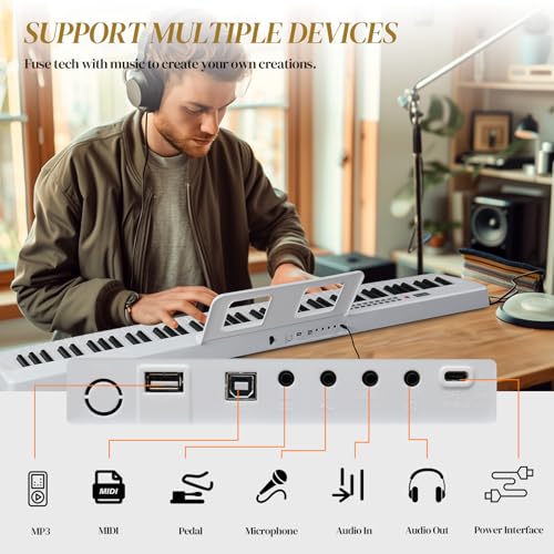 88 Keys Weighted Digital Piano with Stand, Bag, Pedal, Headphones S2650