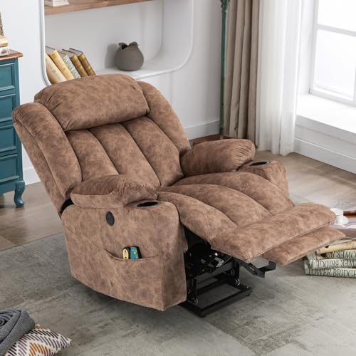 Gray Fabric Power Lift Recliner Chair with Massage and Heat J204