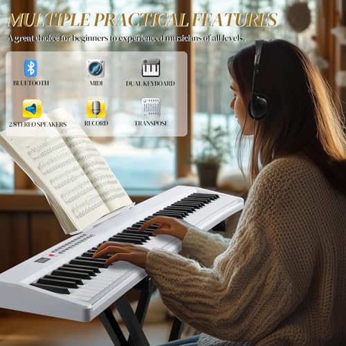 88 Keys Weighted Digital Piano with Stand, Bag, Pedal, Headphones S2650