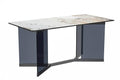 Medium Grey 71 Inch Rectangular Table with Glass Top and Stainless Steel Base U902
