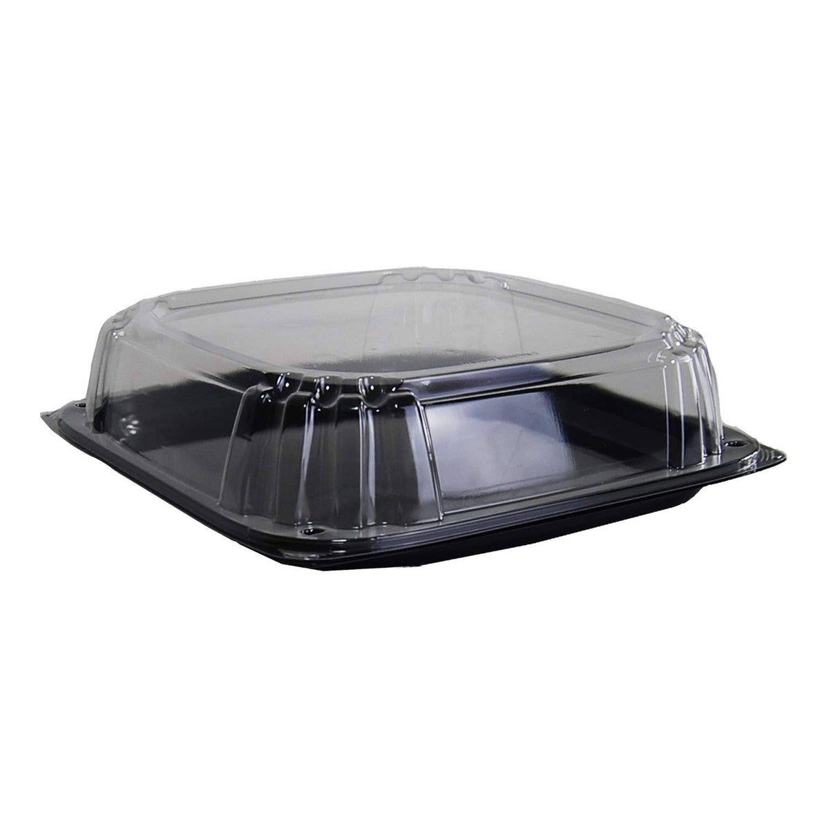 Black Disposable Square Catering Tray with Lid, 25/Case G1363