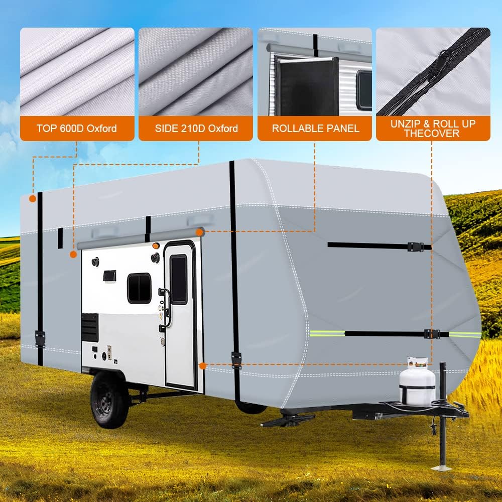 600D Waterproof Oxford Travel Trailer RV Cover 28'7''-31'6'' with Tire Cover B2850