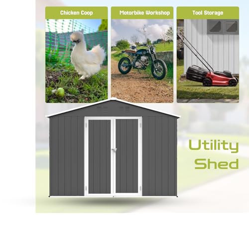Grey Metal Outdoor Storage Shed X46364