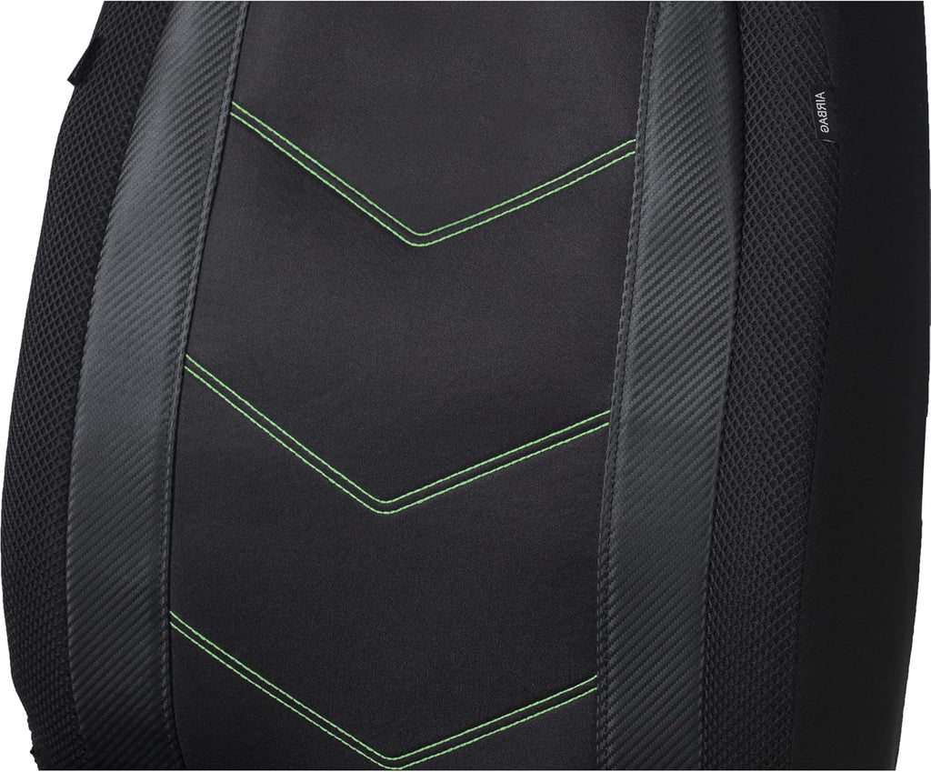High Back Car Seat Covers Carbon Fiber Mesh Airbag Compatible 2PCS P3619