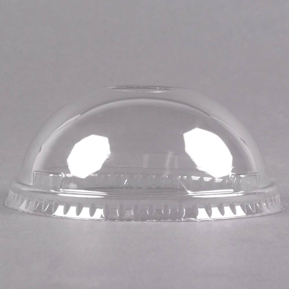 32 oz Clear Plastic Dome Lid with Hole U2085