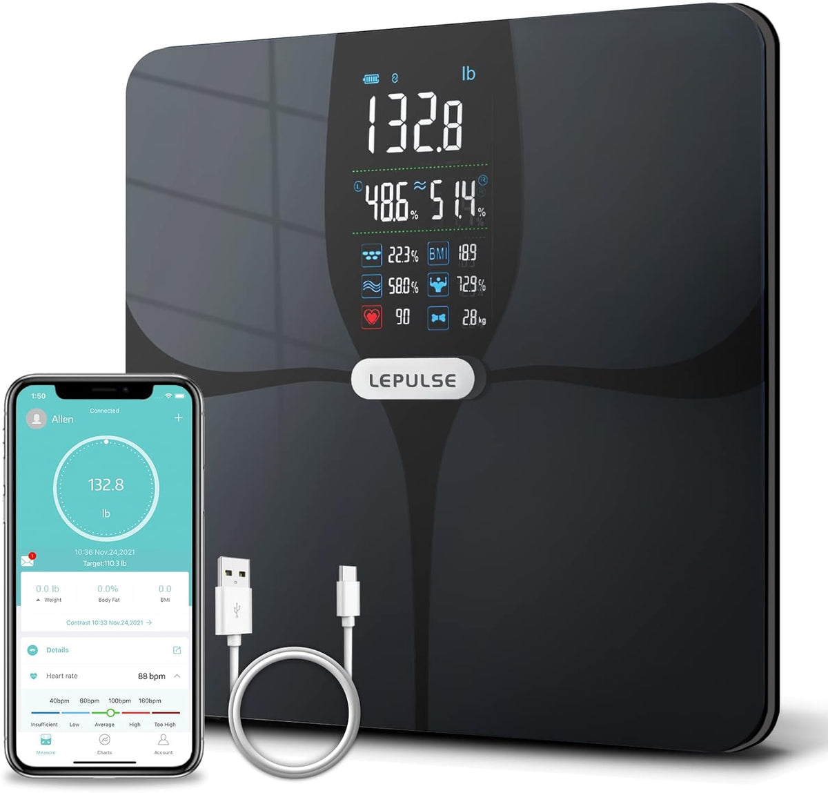 Body Weight and Fat Digital Bathroom Scale T976585