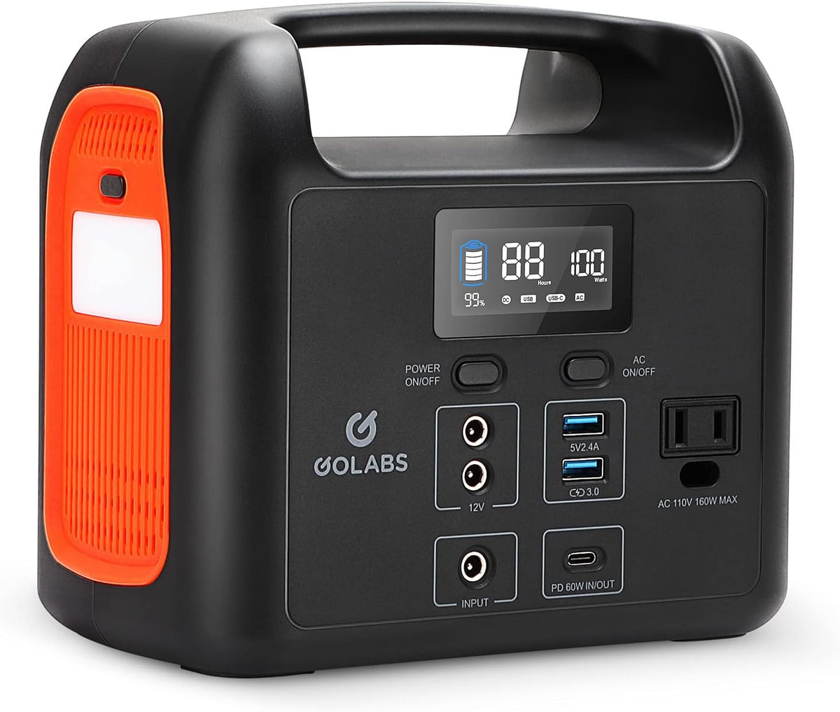 Portable Power Station 204Wh LiFePO4 Battery 160W AC Black I417