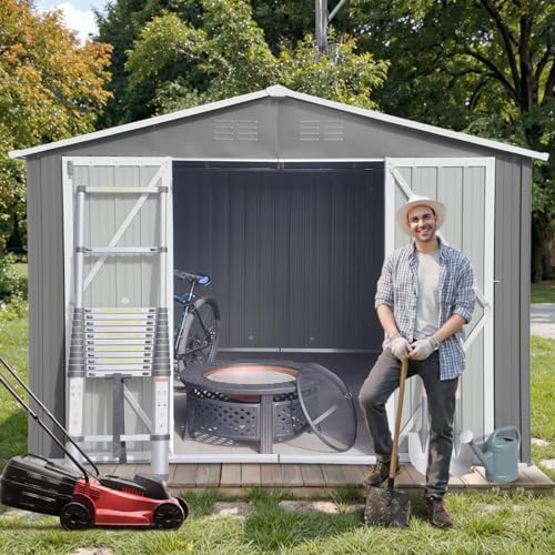 Grey Metal Outdoor Storage Shed X46364