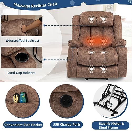 Gray Fabric Power Lift Recliner Chair with Massage and Heat J204