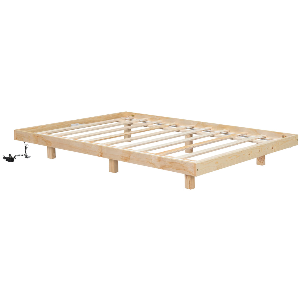 Full Size Low Profile Platform Bed with LED Lights S816