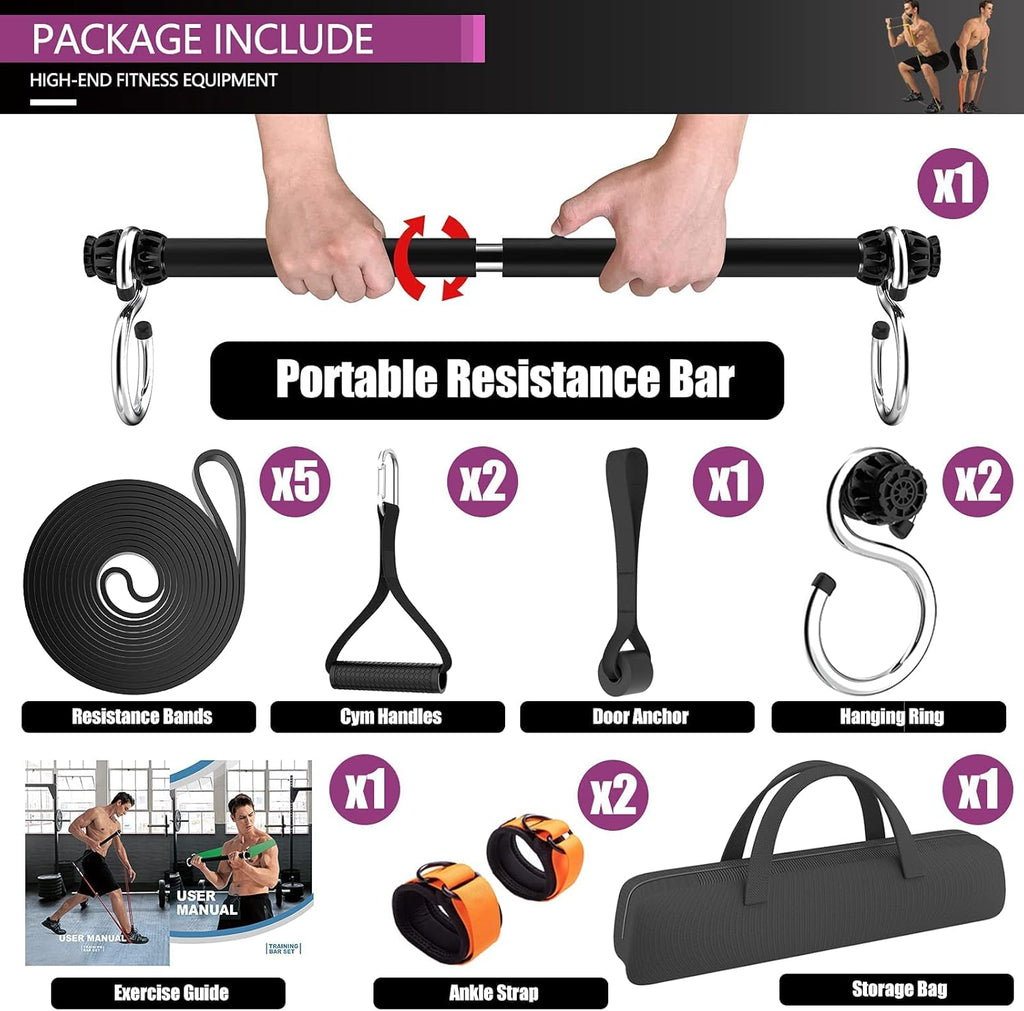 Resistance Bands Bar Set with 5 Resistance Bands Z963