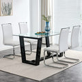 Glass Dining Table Set for 6 with Black Bracket Pedestal U411