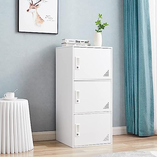 3 Door White Metal Storage Cabinet O29233