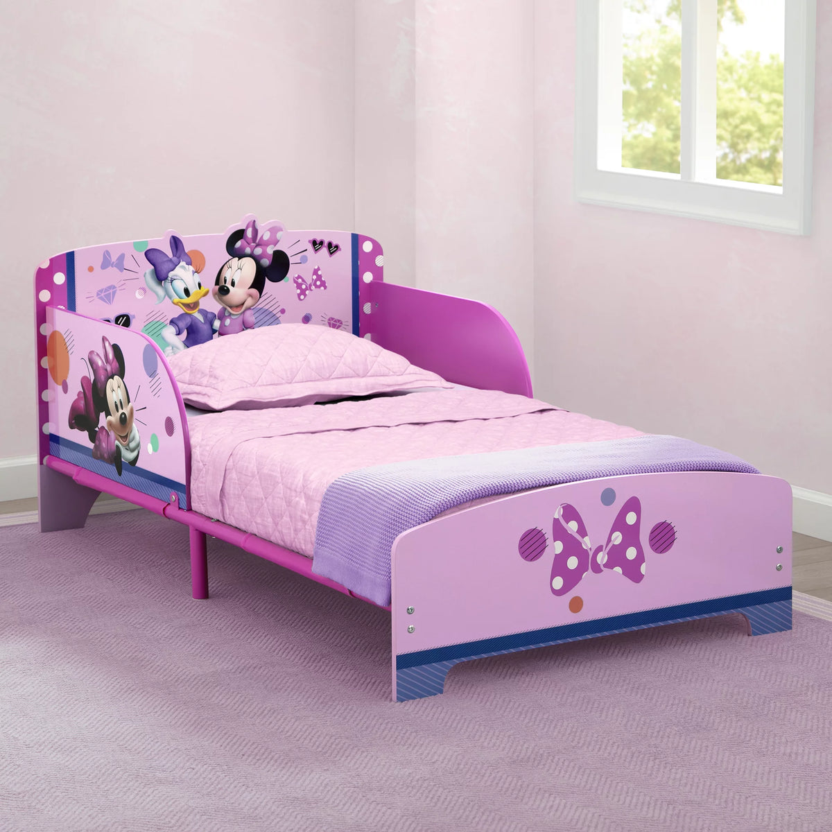 Pink Wood & Metal Toddler Bed G42463