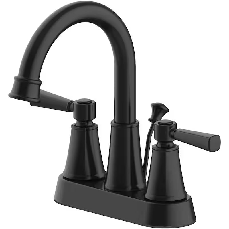4 in. Centerset Double Handle High-Arc Bathroom Faucet in Matte Black E317
