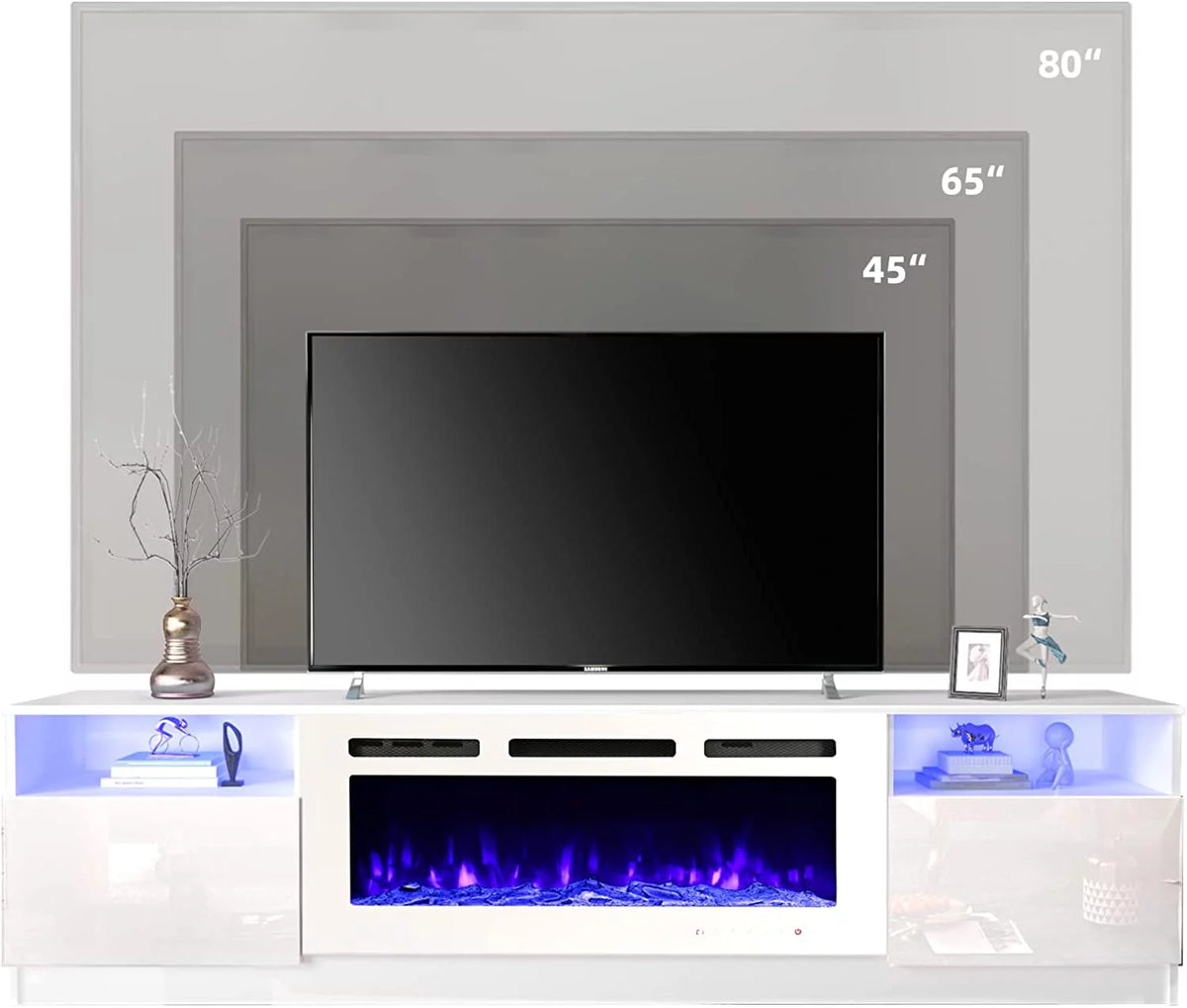 White Fireplace TV Stand with 40'' Electric Fireplace M82253
