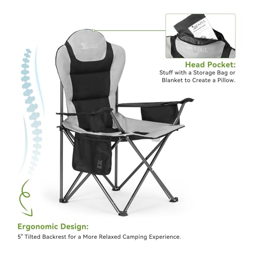 Camping Chairs 2 Pack, Folding Chair with Cup Holder & Cooler Bag Z970