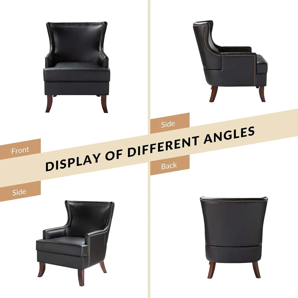Black Faux Leather Wingback Accent Chair M737