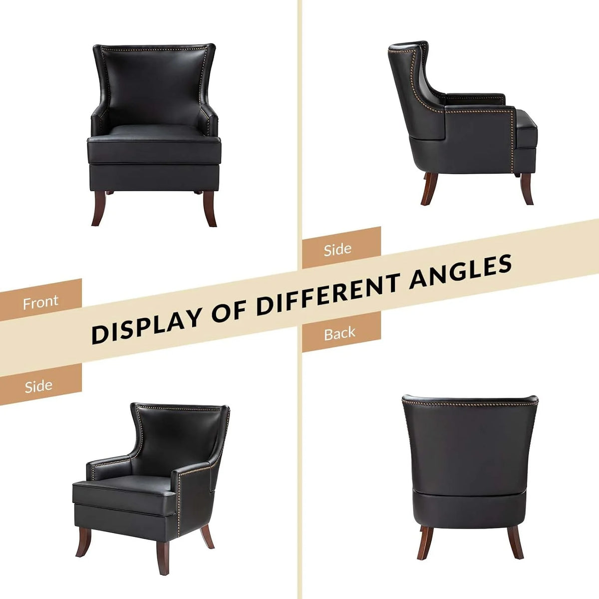 Black Faux Leather Wingback Accent Chair M737