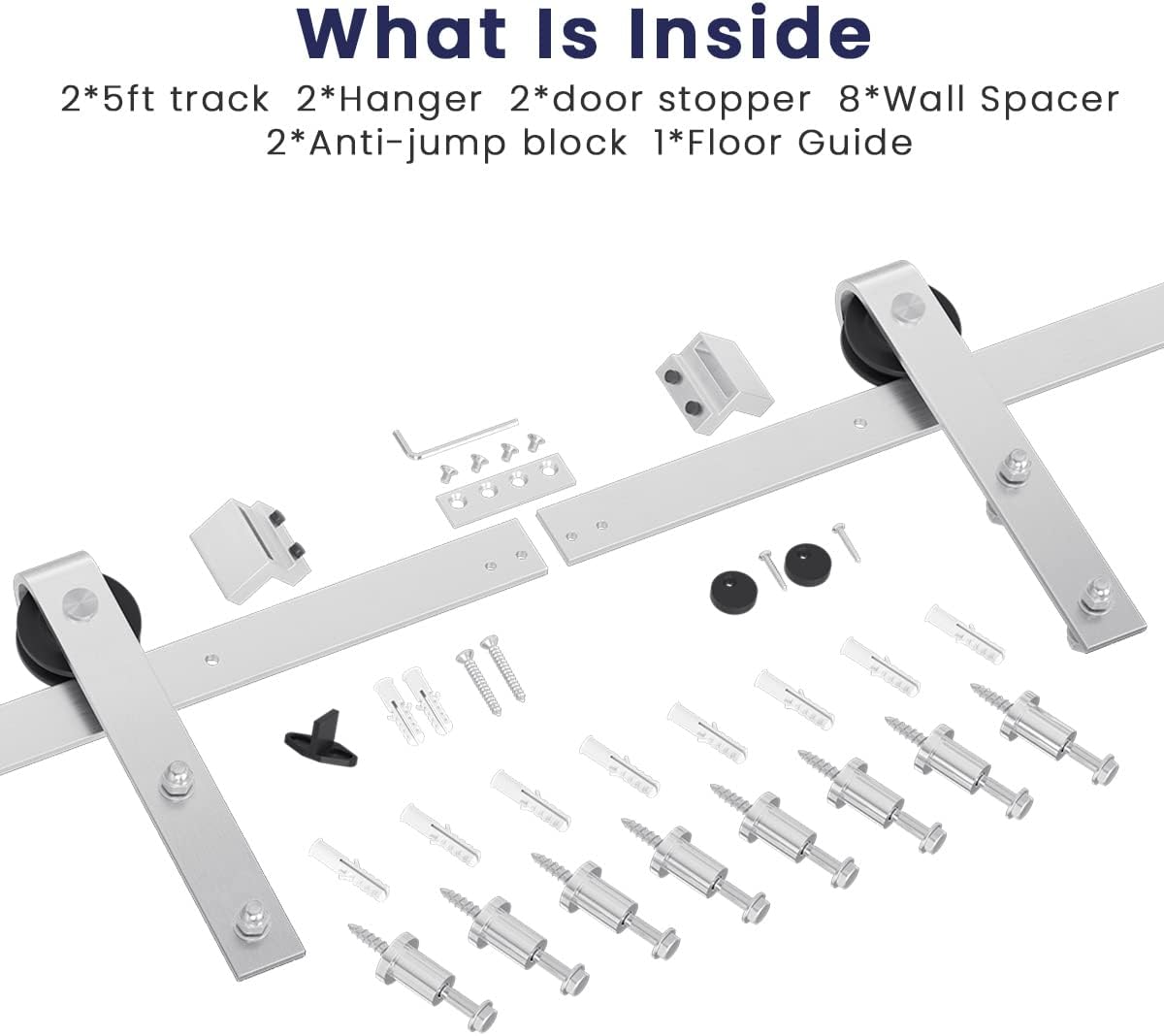 Brushed Nickel Sliding Barn Door Hardware Kit, Fit 36"-40" Wide Door Panel W162682