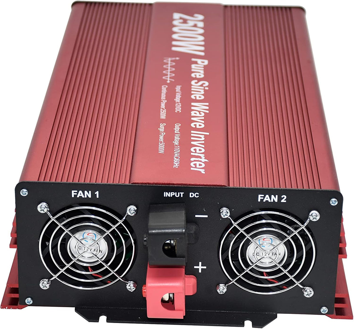 2500W Pure Sine Wave Inverter 12V to 120V AC with 2 AC Outlets, LCD Display, Heavy Duty Battery Cables X316394