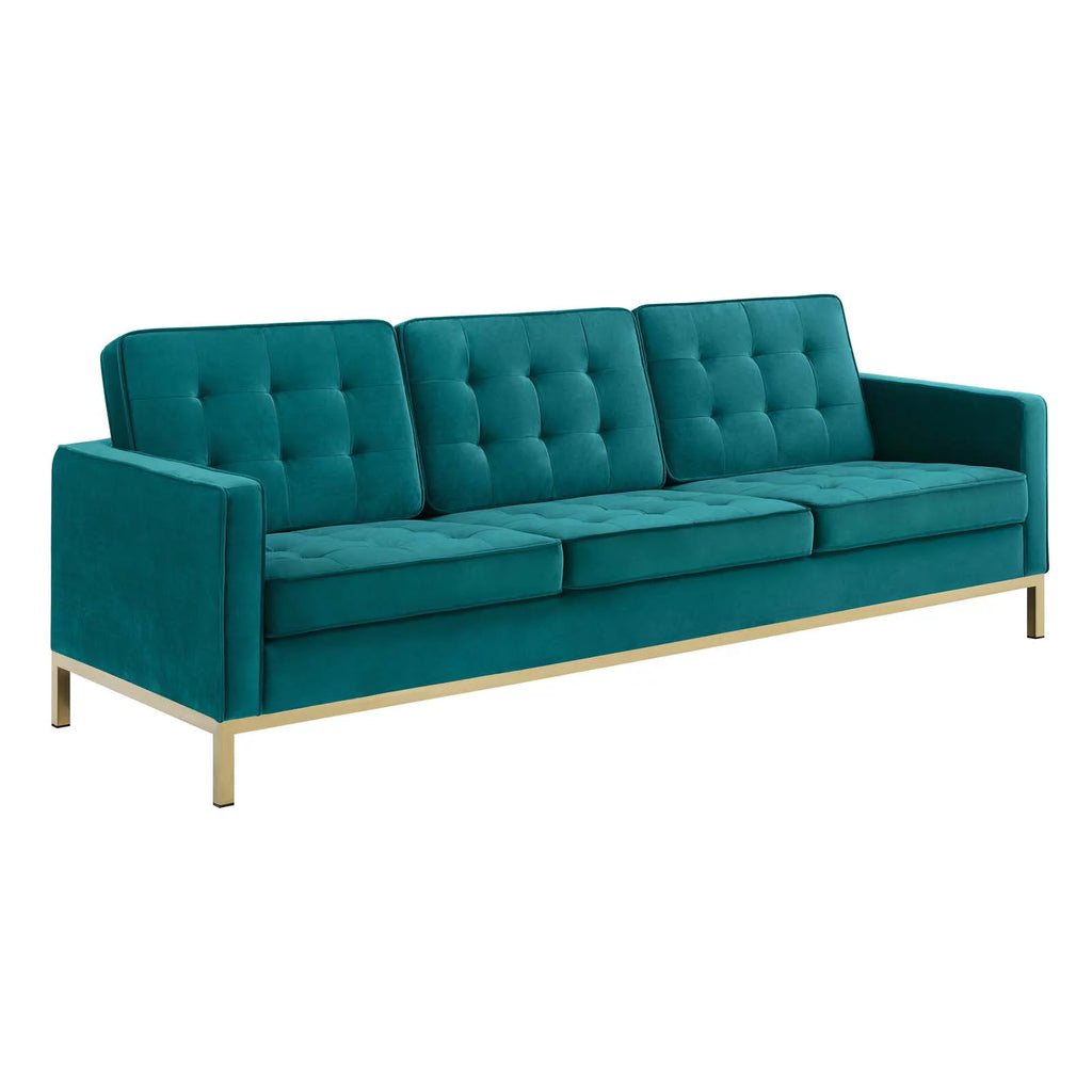 Gold Teal Velvet Sofa M351504