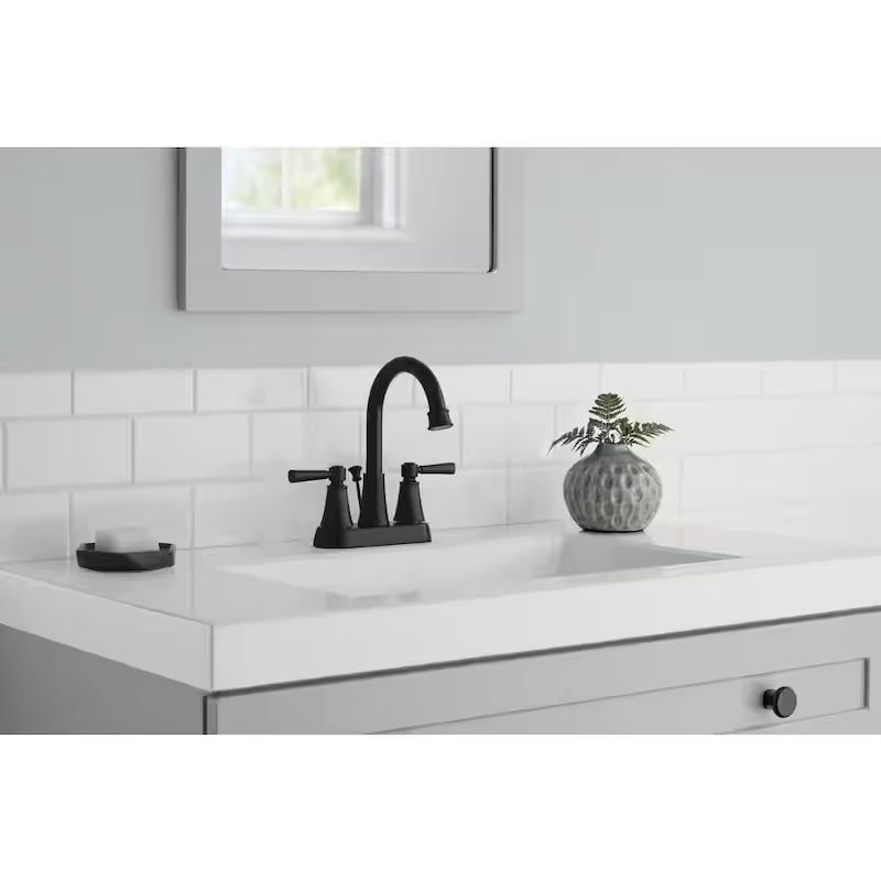 4 in. Centerset Double Handle High-Arc Bathroom Faucet in Matte Black E317