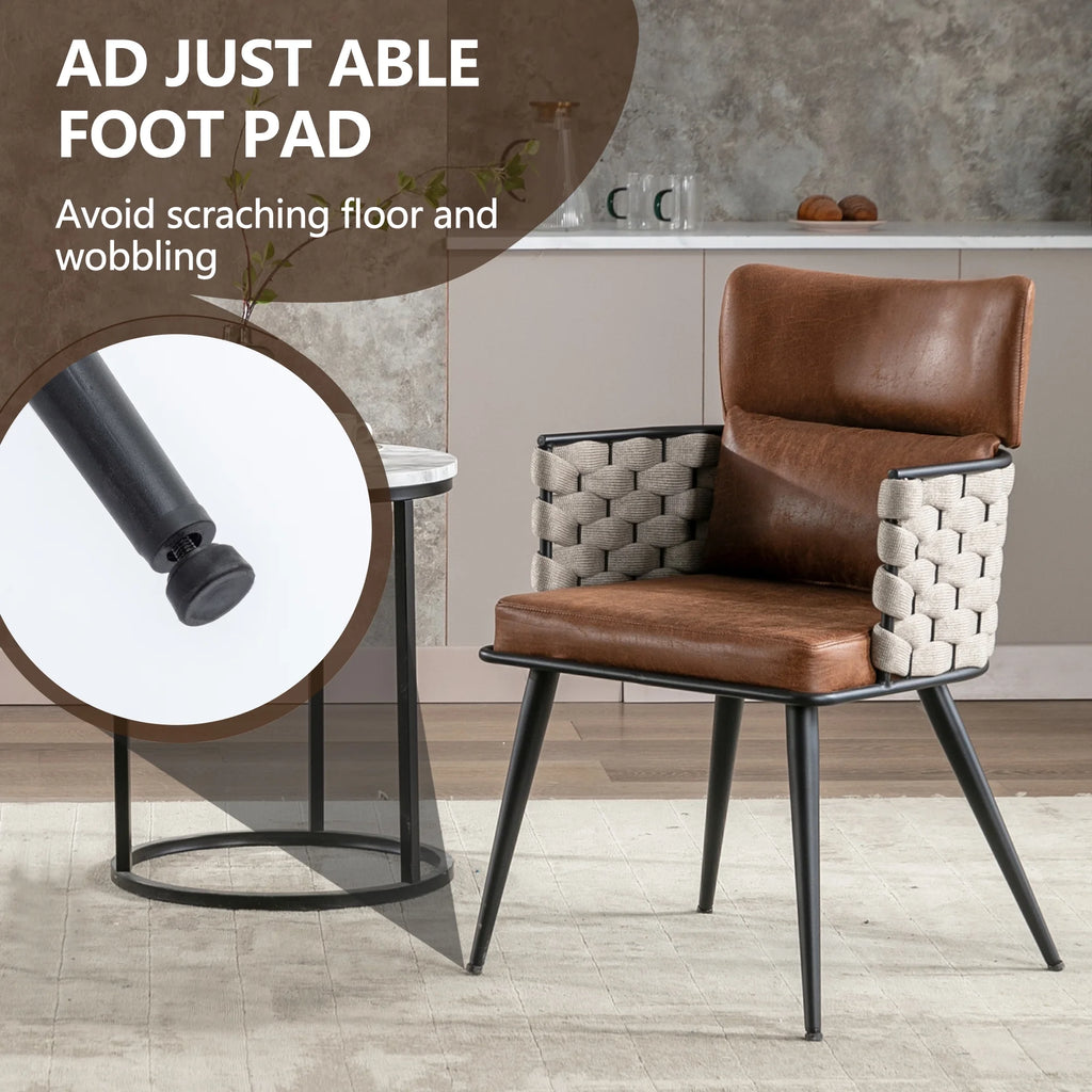 Set of 4 Faux Leather Dining Chairs with Metal Legs W4666