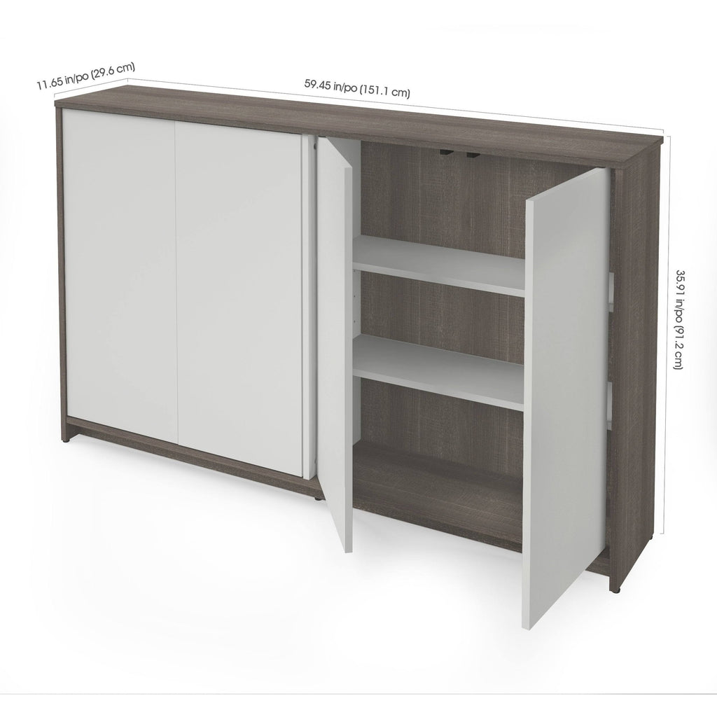 4 Door Storage Cabinet, Bark Gray/White B601
