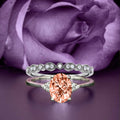 2.00 Carat Oval Cut Morganite And Diamond Moissanite Engagement Ring in Silver With 18k White Gold Plating U9113