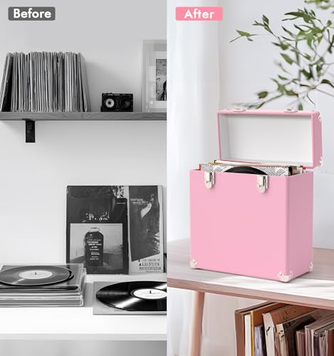 Vinyl Storage and Carrying Case Waterproof Portable Organizer Holds 50 7-12 Inch Records O756419