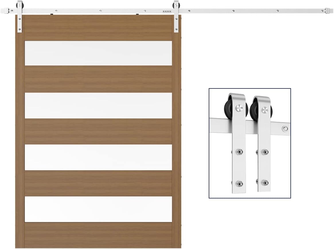Brushed Nickel Sliding Barn Door Hardware Kit, Fit 36"-40" Wide Door Panel W162682