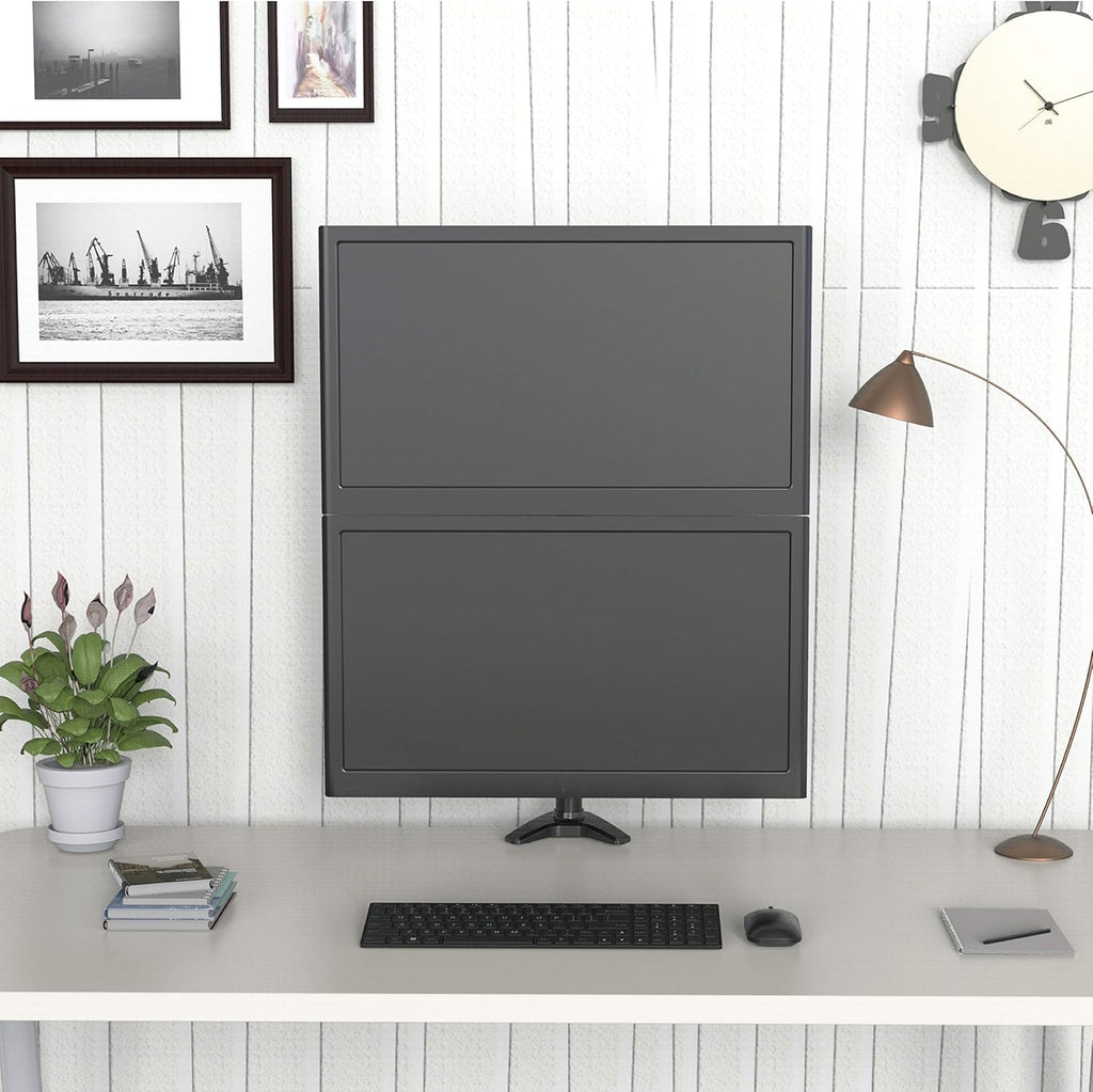 Vertical Dual Monitor Mount, Height Adjustable Heavy Duty C-Clamp and Grommet Mounting Base, VESA 75*75mm/100*100mm W2406