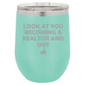 12 oz Double Wall Vacuum Insulated Stainless Steel Stemless Wine Tumbler Travel Mug With Lid W55029