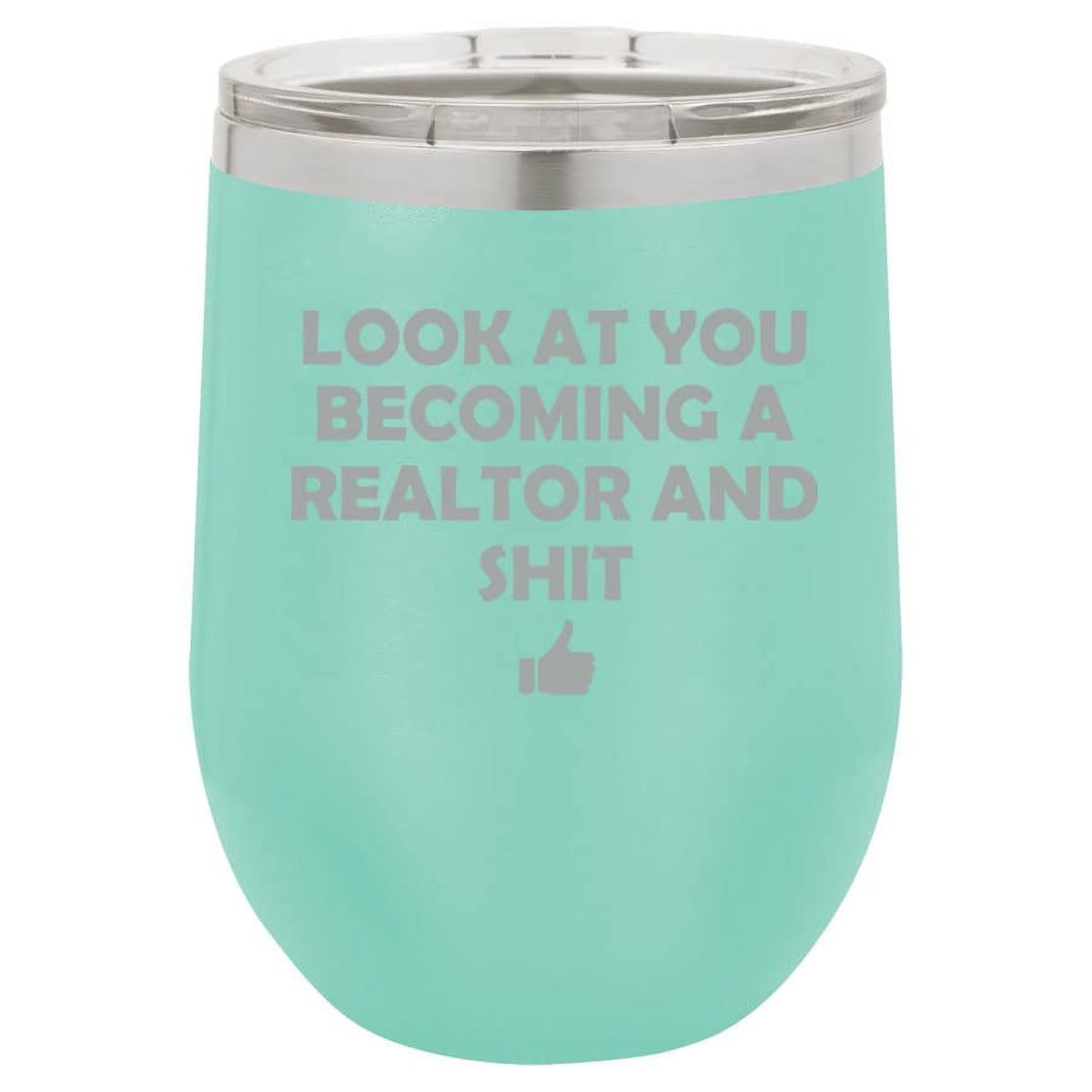 12 oz Double Wall Vacuum Insulated Stainless Steel Stemless Wine Tumbler Travel Mug With Lid W55029