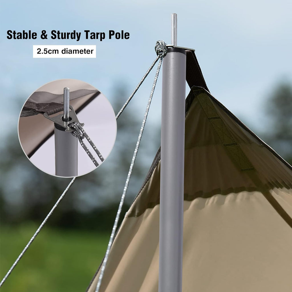 Camping Tent Tarp with Poles, 4-6 Person PU 3000mm Lightweight Awning Canopy Sun Shelter E293875
