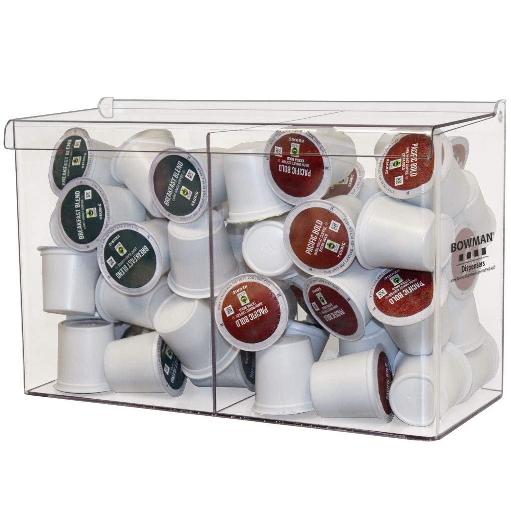 Clear PETG Plastic Double Mini Bulk Dispenser with Pivot Hinged Lid Q4059