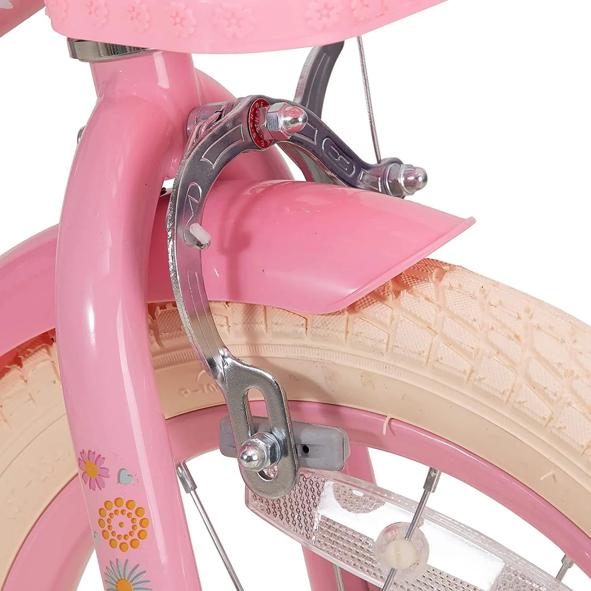12 Inch Kids Bike with Training Wheels and Basket Pink W90085