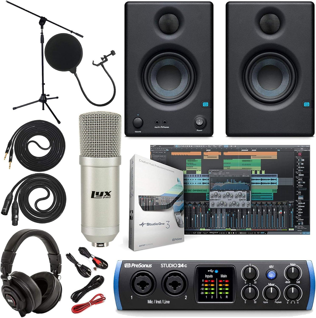 2x2 USB Type-C Audio/MIDI Interface with 2-Way Studio Monitors J2516